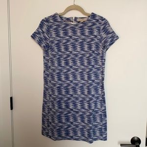 Loft blue and white shift dress